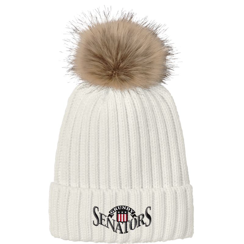 Grundy Senators Faux Fur Pom Beanie