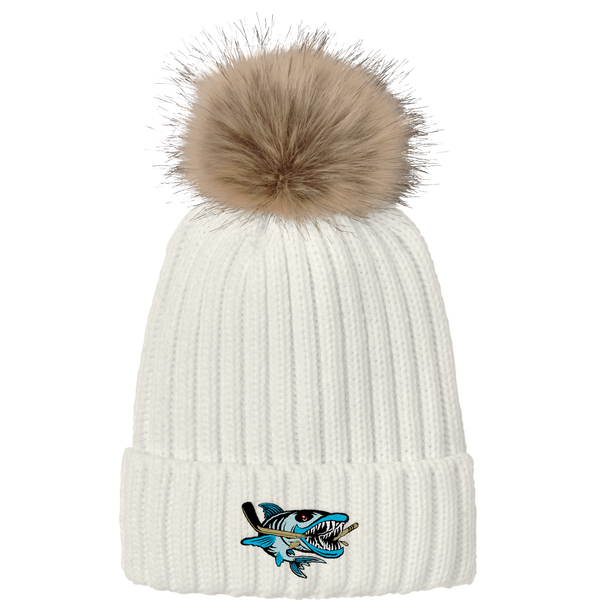 Boca Barracudas Faux Fur Pom Beanie